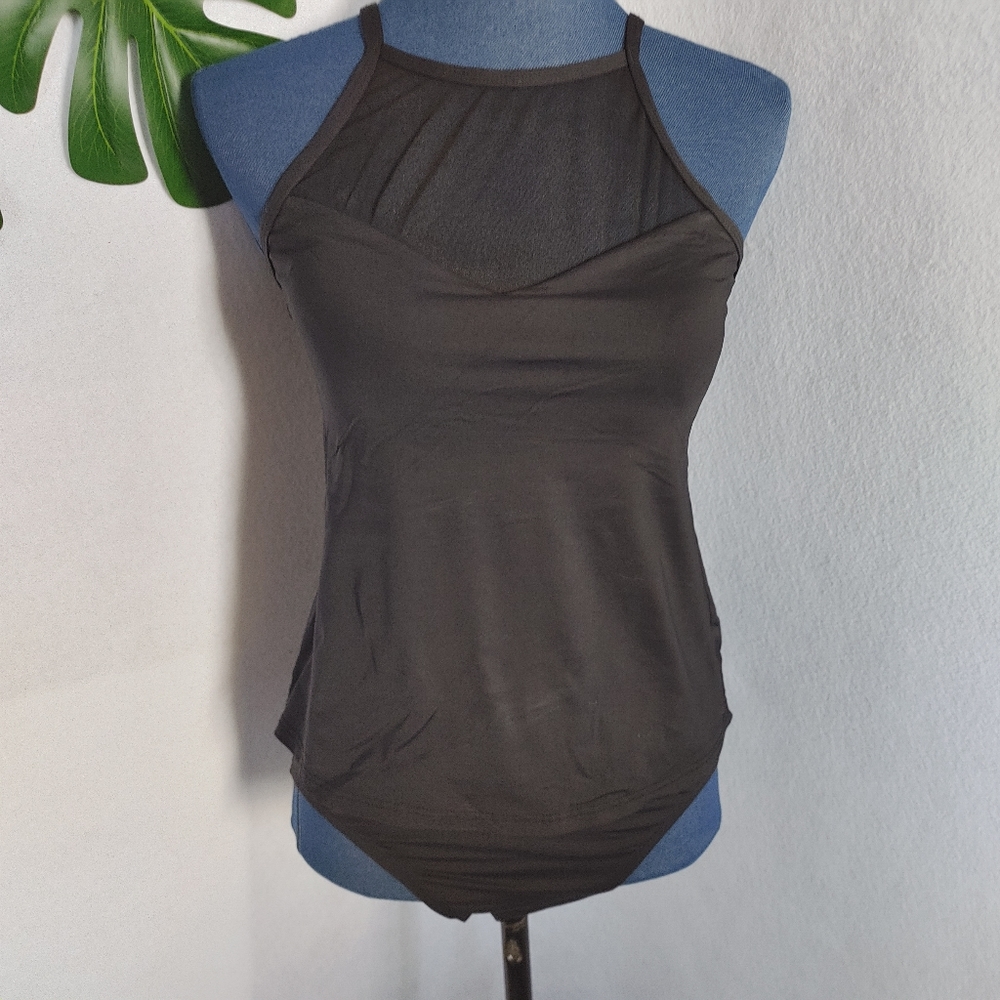 La Blanca Mesh High Neck Tankini Swimsuit